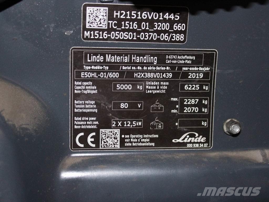 Linde E 50 HL-01/600 388 Električni viličarji