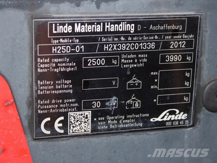 Linde H 25 D-01 392 Дизельні навантажувачі