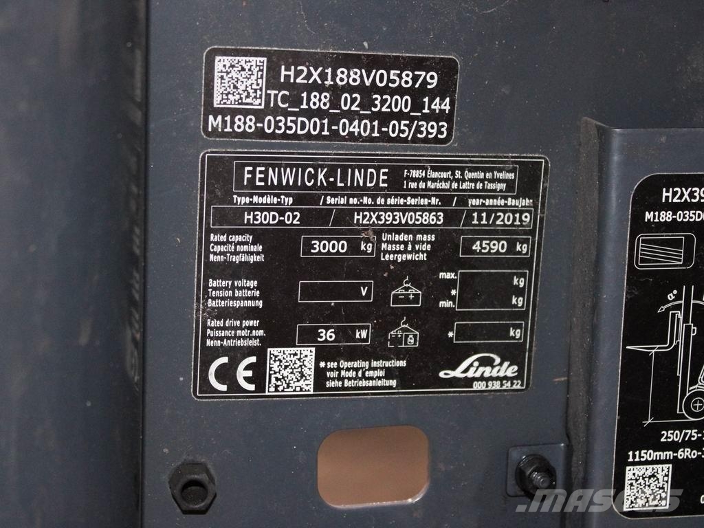Linde H 30 D-02 393 디젤 지게차