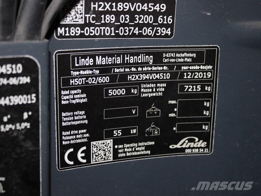 Linde H 50 T-02/600 394 Gasstapler