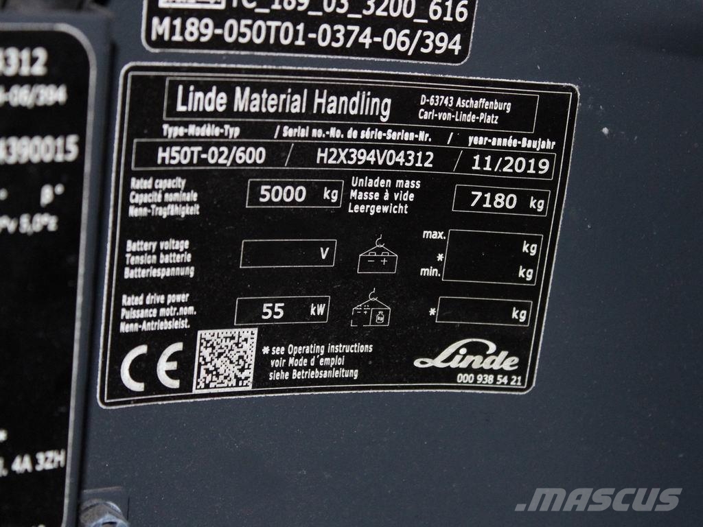Linde H 50 T-02/600 394 Gasstapler