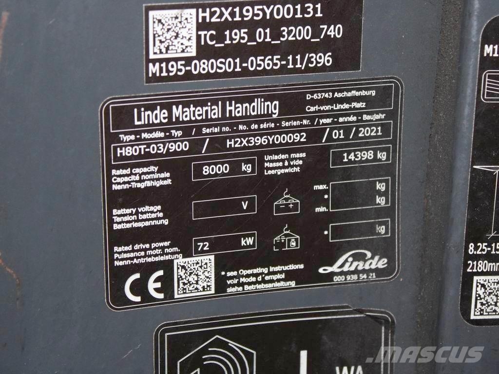 Linde H 80 T-03/900 396 Gasstapler