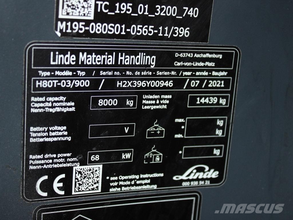 Linde H 80 T-03/900 396 Plinski viličarji