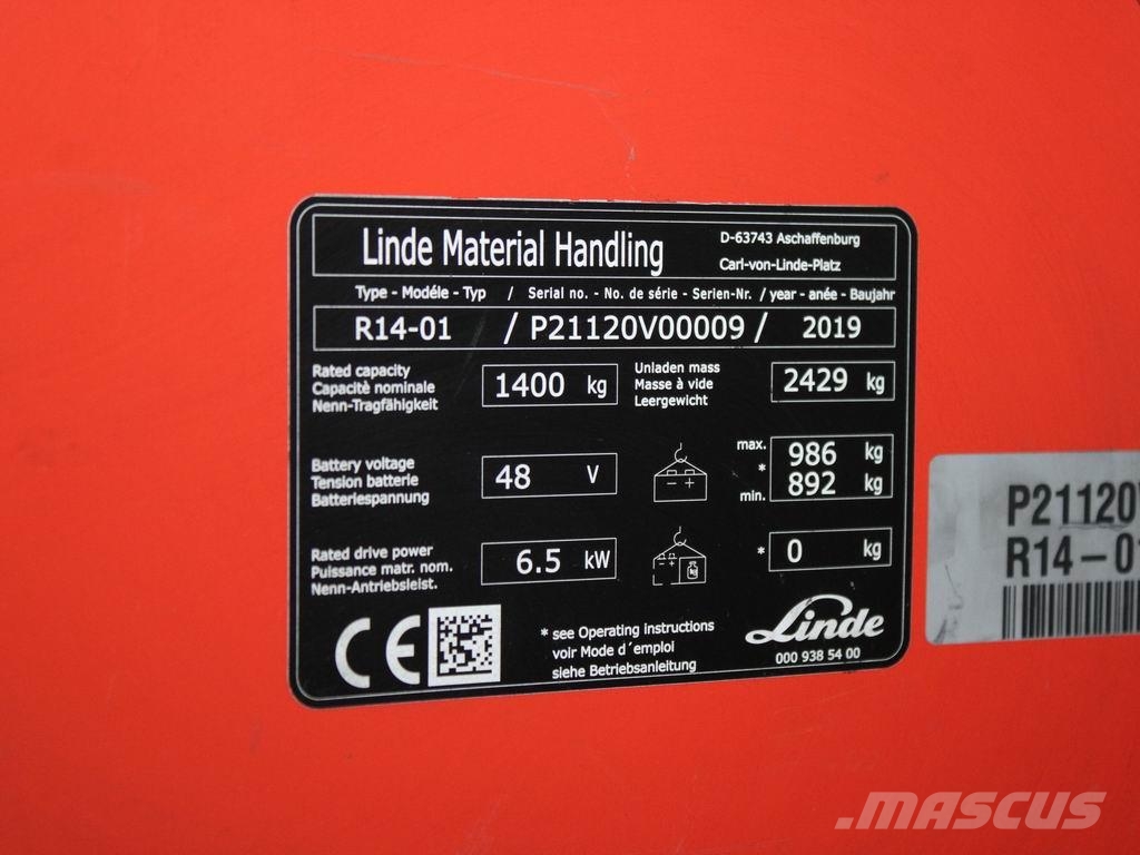 Linde R 14-01 1120 Viljuškari sa pomičnim stupom