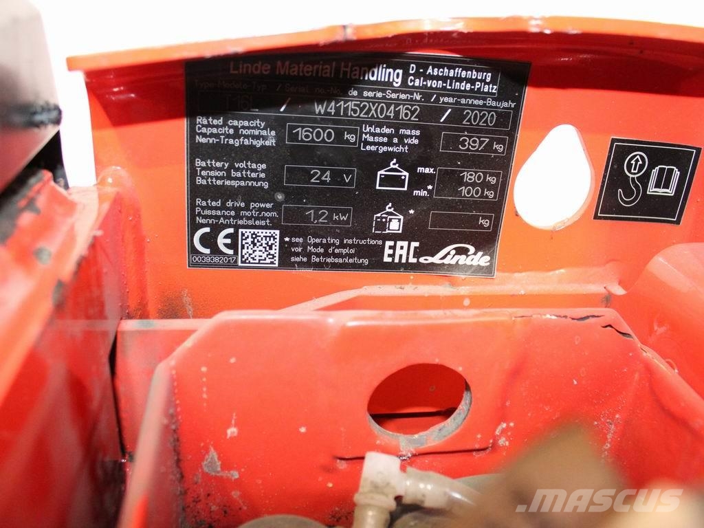 Linde T 16 L 1152 Električni nizko dvižni viličar