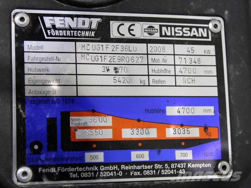 Nissan MCU G 1F2 A 36 LU Περονοφόρα ανυψωτικά κλαρκ με φυσικό αέριο LPG