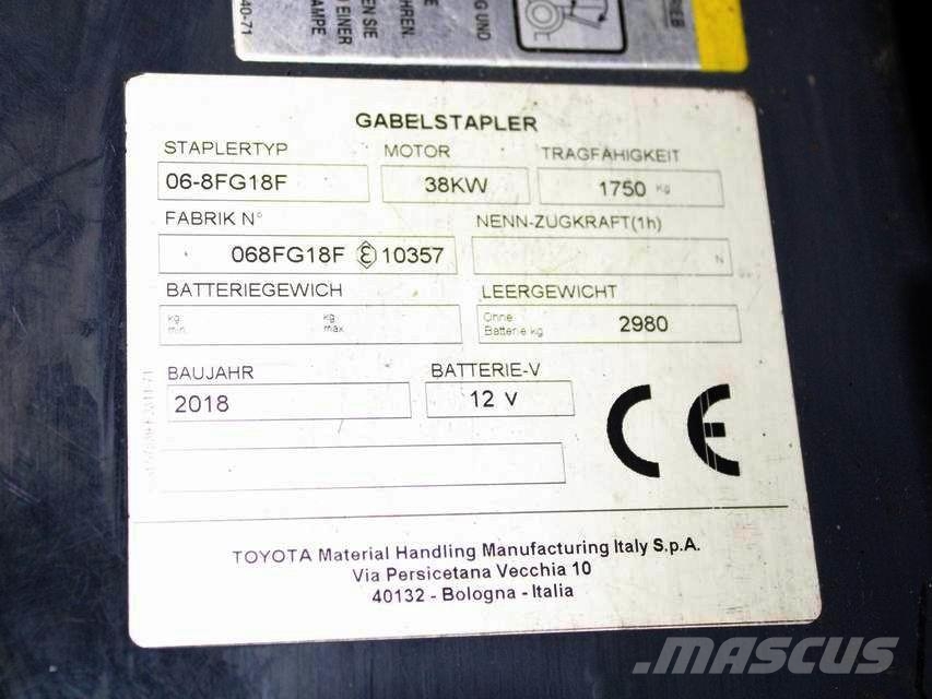 Toyota 06-8 FG 18 F Wózki LPG