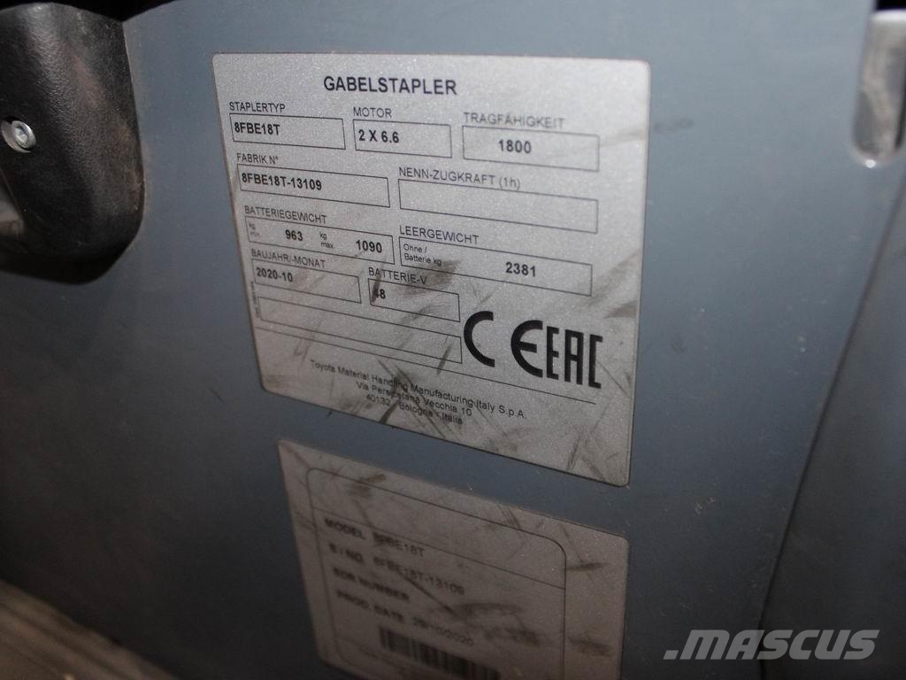 Toyota 8 FBE 18 T Ηλεκτρικά περονοφόρα ανυψωτικά κλαρκ