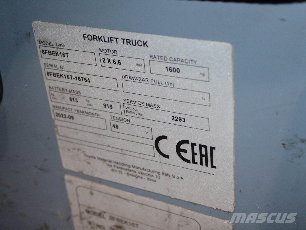 Toyota 8 FBEK 16 T 전동 지게차