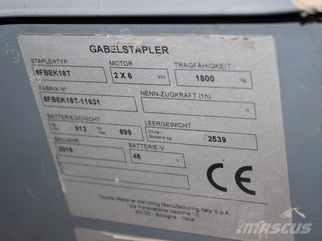 Toyota 8 FBEK 18 T شاحنات ذات رافعات شوكية تعمل بالكهرباء
