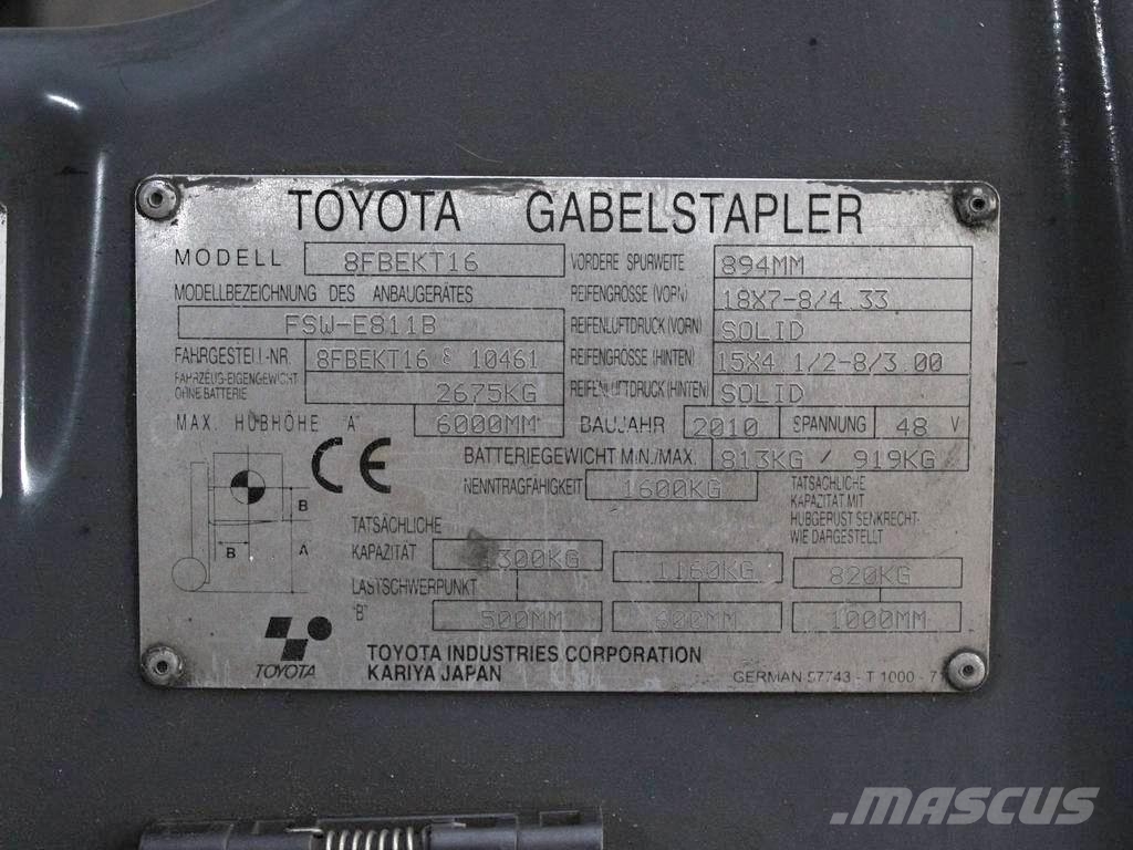 Toyota 8 FBEKT 16 Electric forklifts