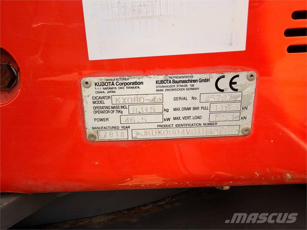 Kubota KX080-04 Малые экскаваторы 7т-12т