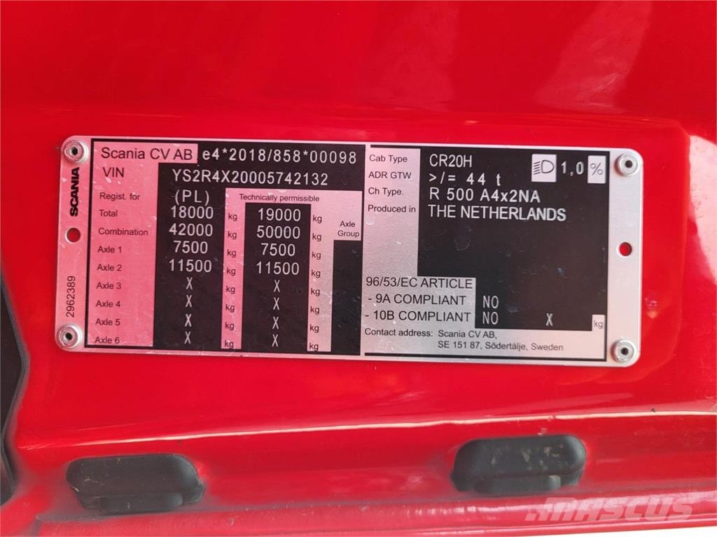 Scania R 500 A4x2NA Standard 트랙터 유닛