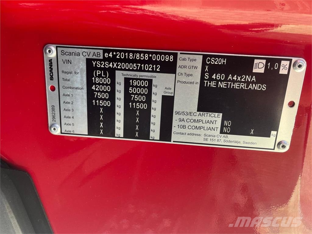 Scania S 460 A4x2NA 4 poduszki Solary Klimatyzacja Τράκτορες