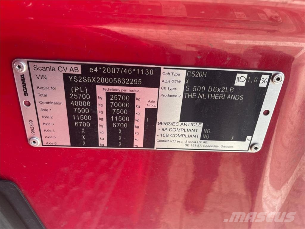 Scania S 500 B6x2LB Zestaw z przyczepą キャブ付きシャーシ