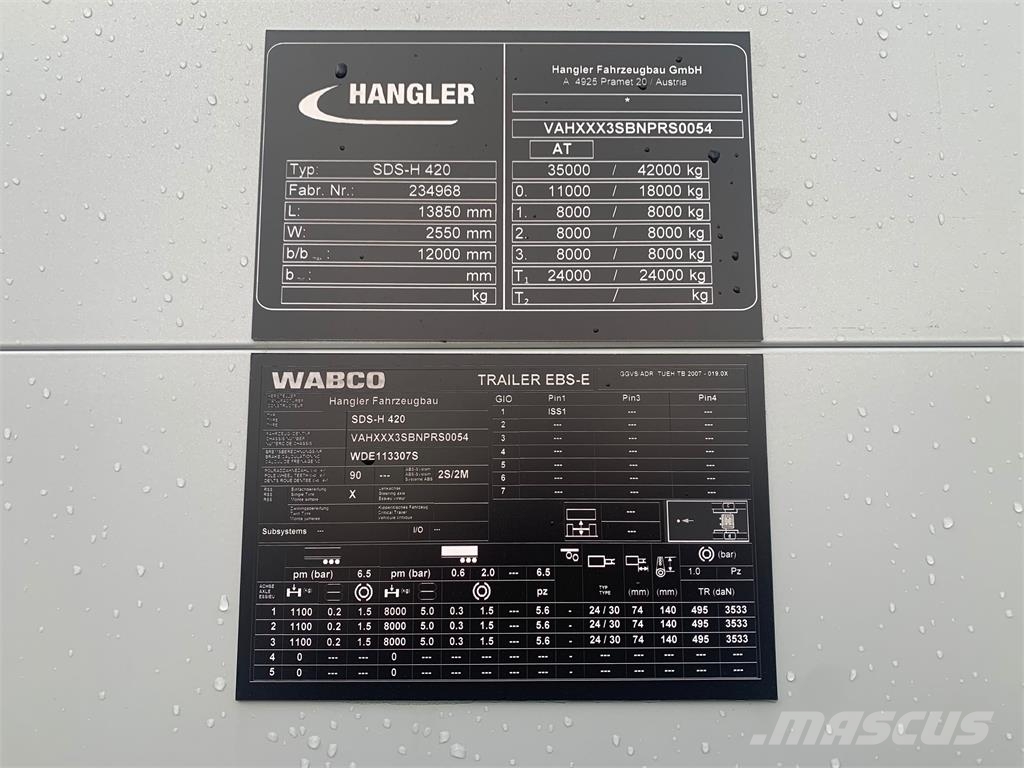 Hangler SDS-H 420 3-aks XL-godkendt + hævetag Semirremolques de caja de lona