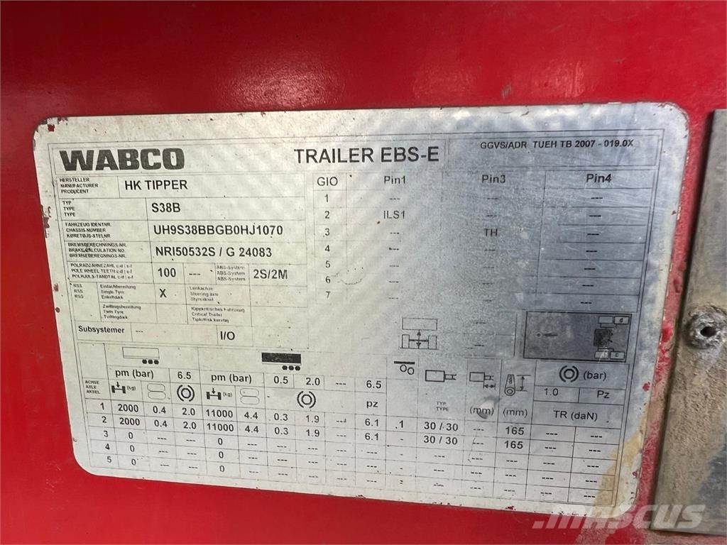 HK TIPPER S38B 25m3 alu kasse m-plastindlæg Benne semi remorque