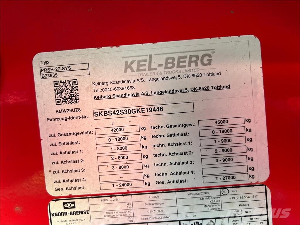 Kel-Berg D100V 13,6 mtr gardin - lodretstående lift Citytrailers