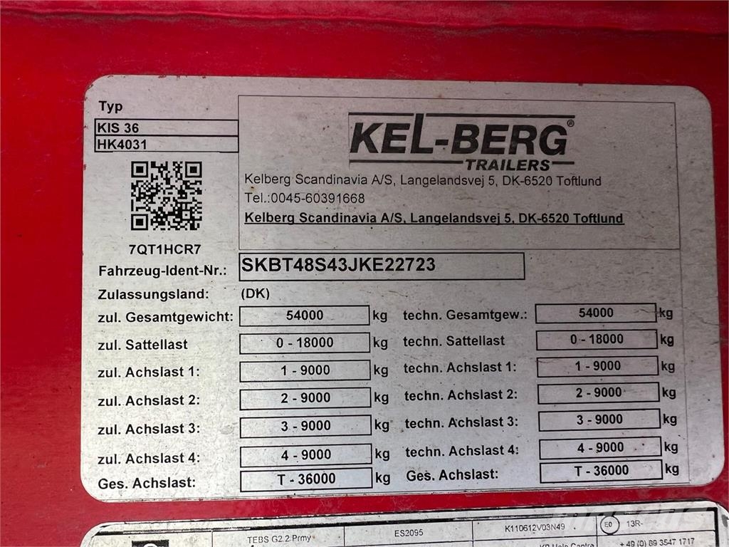 Kel-Berg T363V 12,45 mtr Hardox 72m3 stål kasse Semirremolques de volteo