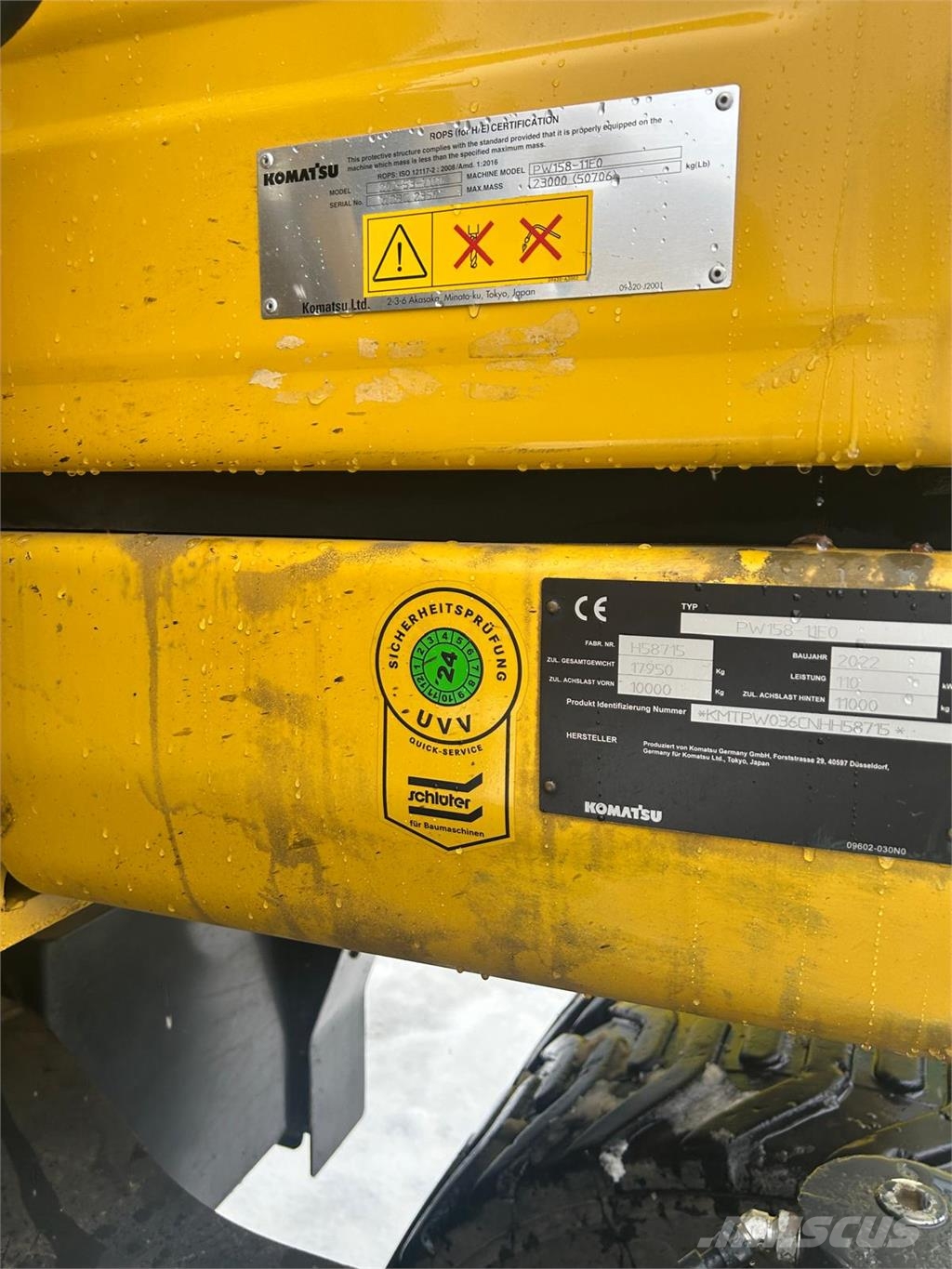 Komatsu PW158-11E0 Overige componenten