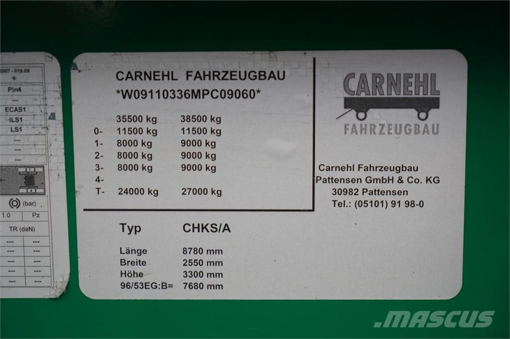 Carnehl WYWROTKA 24 M3 / 5 200 KG !! / MAŁO UŻYWANA / OŚ P Damperli çekiciler