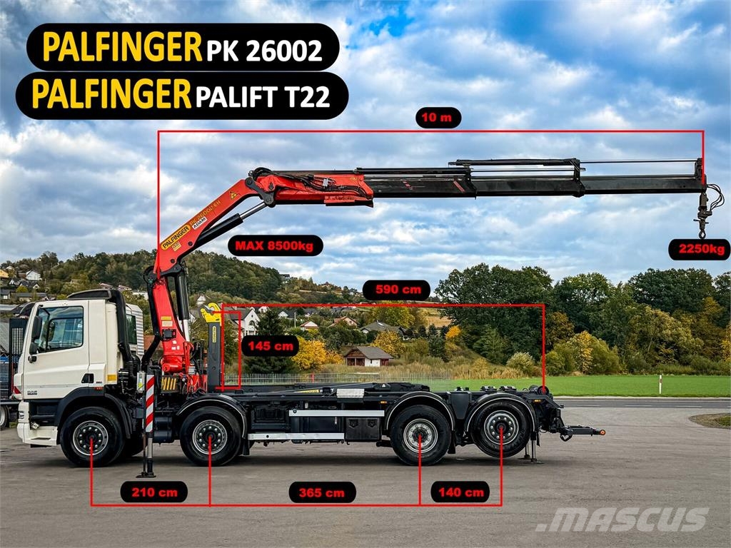 DAF CF 85.410 * ABROLLKIPPER + PALFINGER PK 26002-EH gancho Caminhões Roll-on Roll-off