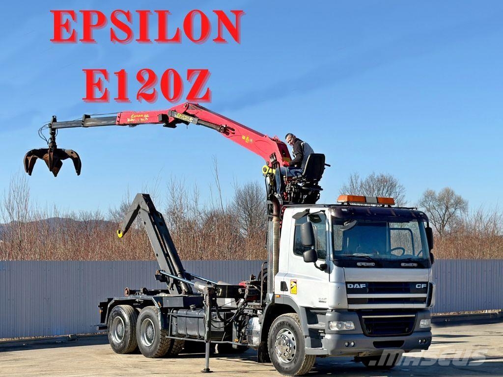 DAF CF 85.460 * ABROLLKIPPER + EPSILON E120Z /6x4 工程吊钩车