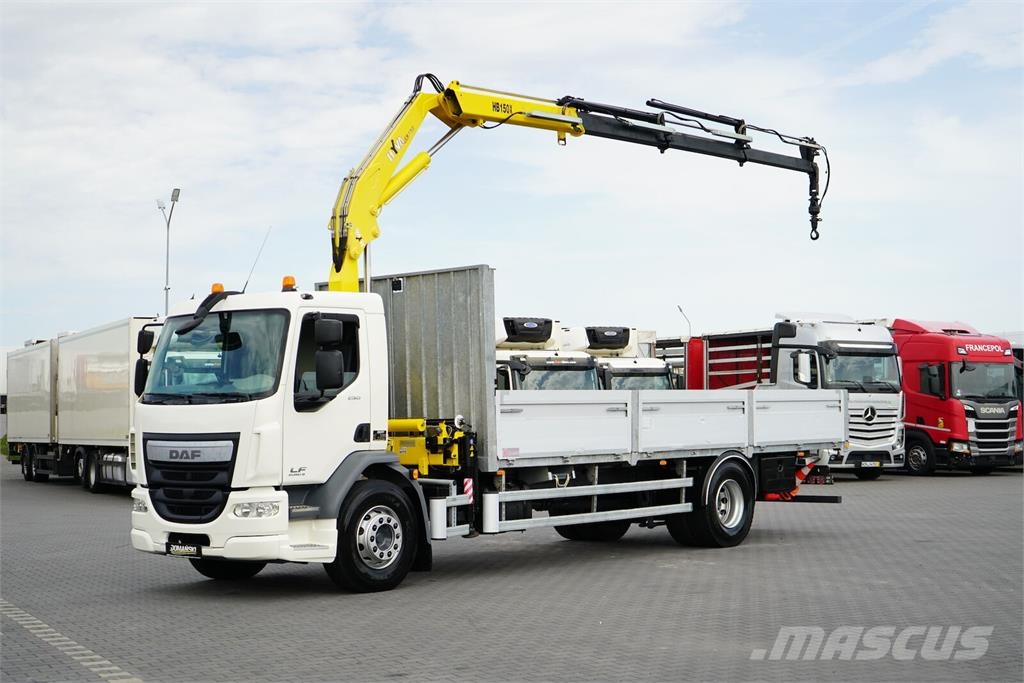DAF / LF / 250 / SKRZYNIOWY + HDS / HYVA HB-150 / PILO Camiones de cama baja