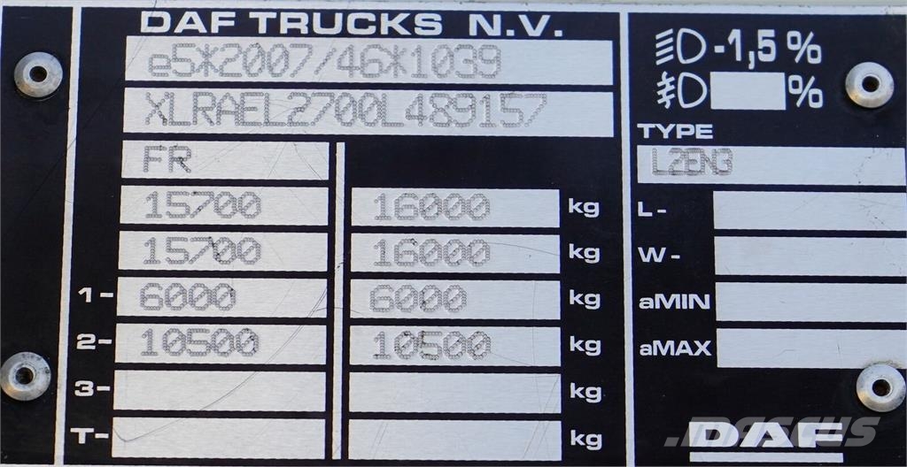 DAF LF / 260 / ACC / EURO 6 / KONTENER + WINDA / 18 PA Camion Fourgon