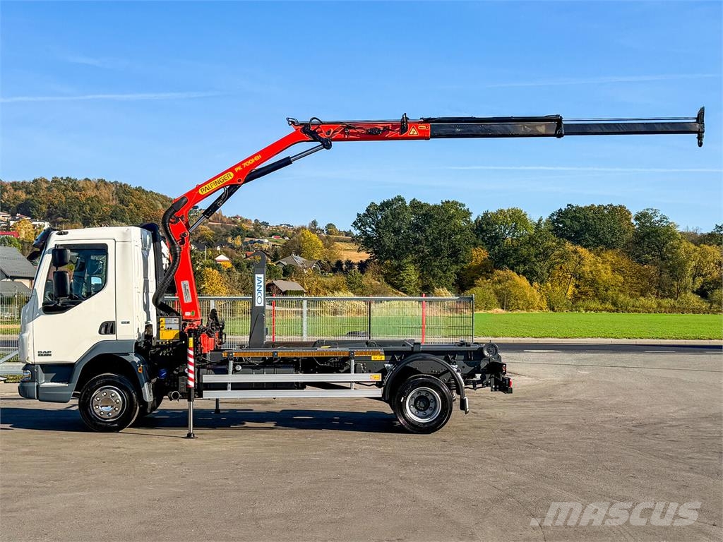 DAF LF 45.220 ABROLLKIPPER + PALFINGER PK 7001 FUNK شاحنات الرافعات الخطافية