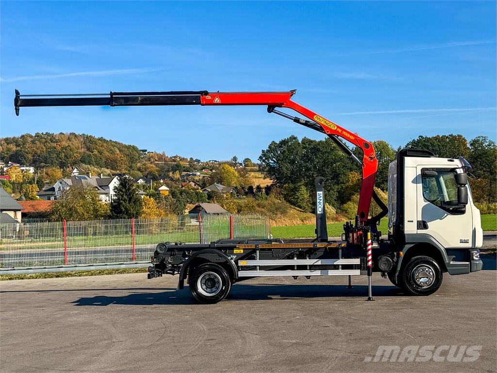 DAF LF 45.220 ABROLLKIPPER + PALFINGER PK 7001 FUNK شاحنات الرافعات الخطافية