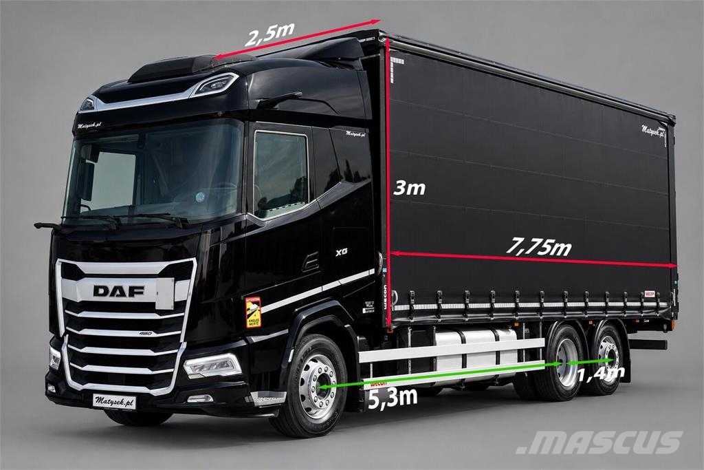 DAF / SOLÓWKA - 7,7 M / 6X2 / I-PARK COOL / OŚ PODNOSZ Curtainsider trucks