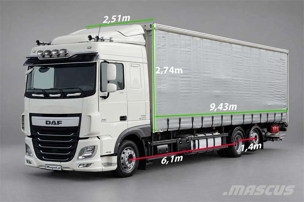 DAF XF 460 / 6x2 / FIRANKA - 9,4 M / SOLÓWKA / WINDA D Curtainsider trucks