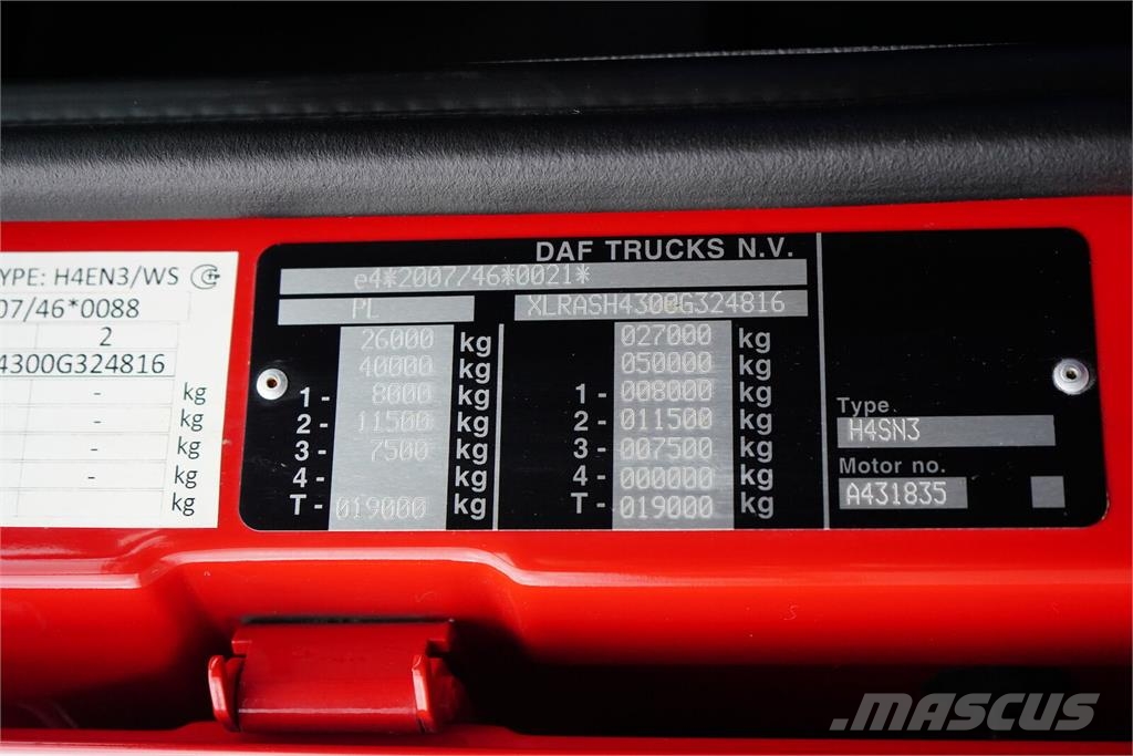 DAF XF / 480 / ACC / EURO 6 / SSC / BDF / 7.15 , 7.45 Chassis en ophanging