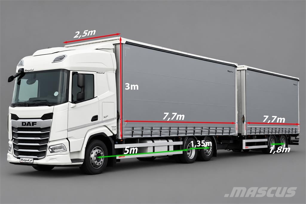 DAF XF 480 / ZESTAW TANDEM / 120 M3 / OŚ PODNOSZONA / Camion cu prelata