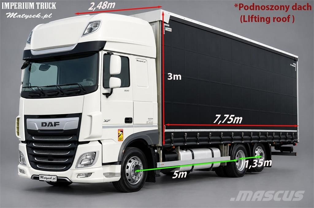 DAF XF 530 / 6X2 / SOLÓWKA / FIRANKA - 7,75 M / DACH P Tentautod