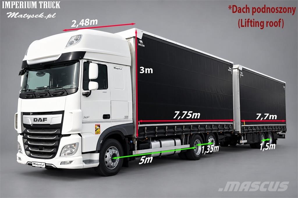 DAF XF 530 / ZESTAW TANDEM / 120 M3 / PRZEJAZDOWY / 6x Tentautod
