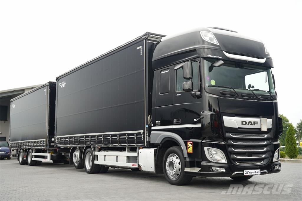 DAF XF XF 480 / ZESTAW TANDEM 120 M3 / PRZEJAZDOWY / Priekabos su tentu