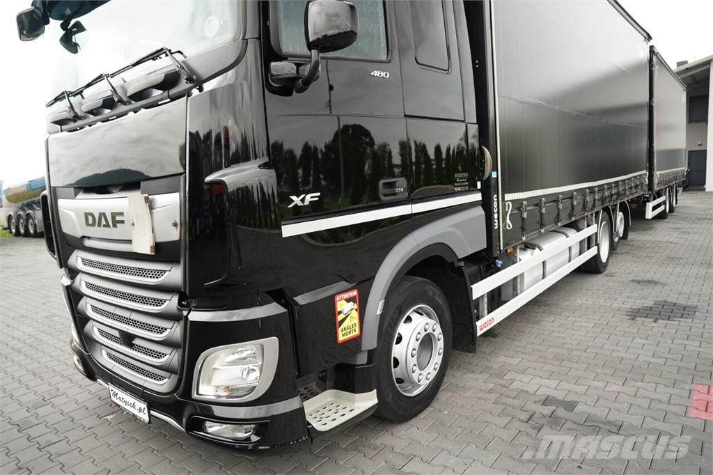 DAF XF XF 480 / ZESTAW TANDEM 120 M3 / PRZEJAZDOWY / Priekabos su tentu