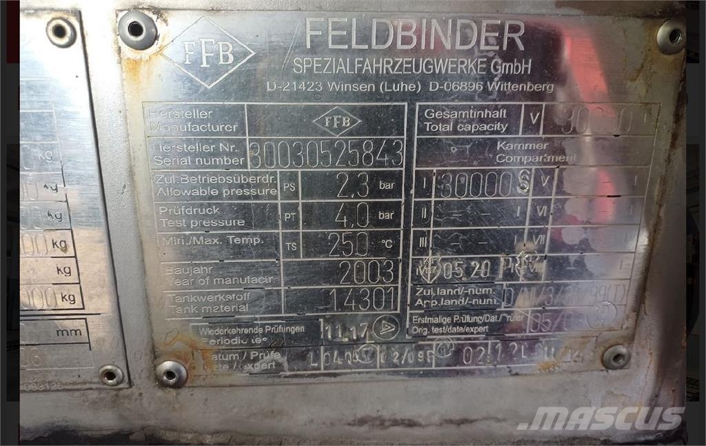 Feldbinder TSA 30.3-1 Kammers bitumen Tankopleggers