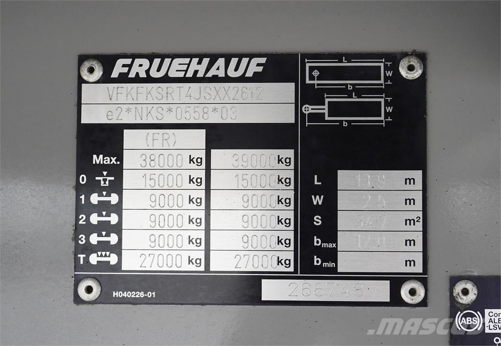 Fruehauf / FIRANKA / MULTI LOCK / WINDA Tentinės puspriekabės