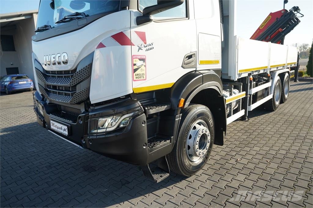 Iveco X- WAY 480 / 6x4 / SKRZYNIOWY - 6,1 m / + HDS PALF شاحنات مسطحة/مفصلية الجوانب