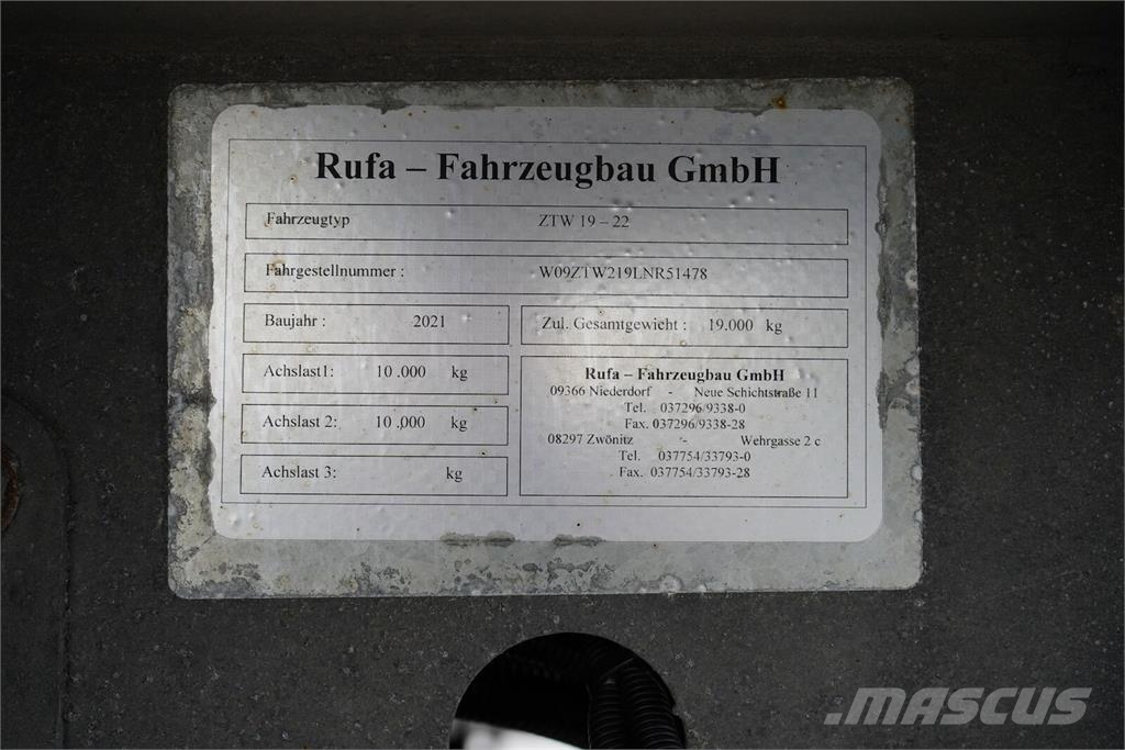 Kögel RUFA / TANDEM / FIRANKA / BDF / 19 PALET / DŁ. 7,7 커튼사이더 트레일러