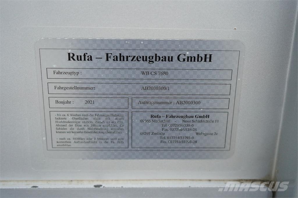 Kögel RUFA / TANDEM / FIRANKA / BDF / 19 PALET / DŁ. 7,7 커튼사이더 트레일러
