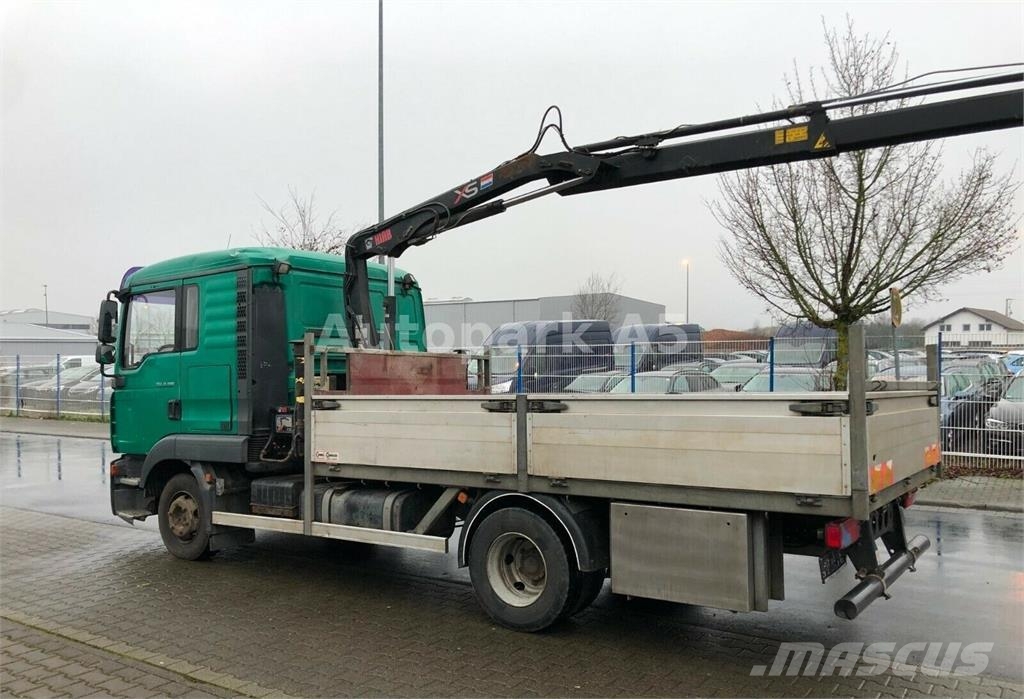 MAN TGL 8.180 Flatbed + Crane Hiab 055 플랫베드/드롭사이드 트럭