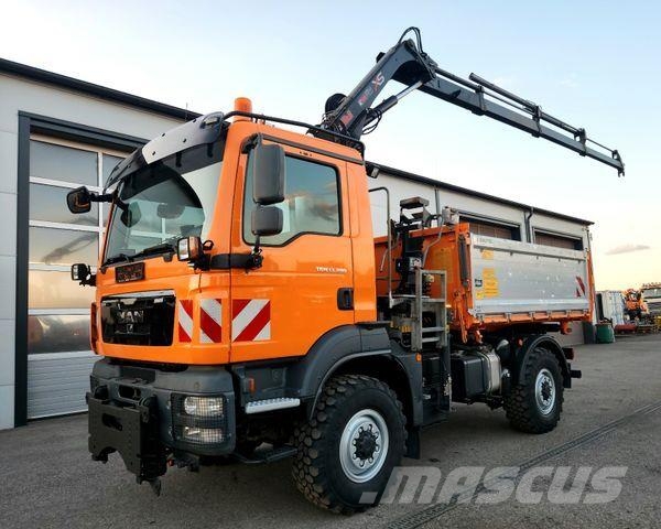 MAN TGM 13.290 4x4 HIAB 088 E-3 Kran Funk Single Самосвал