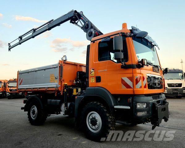 MAN TGM 13.290 4x4 HIAB 088 E-3 Kran Funk Single Самосвал
