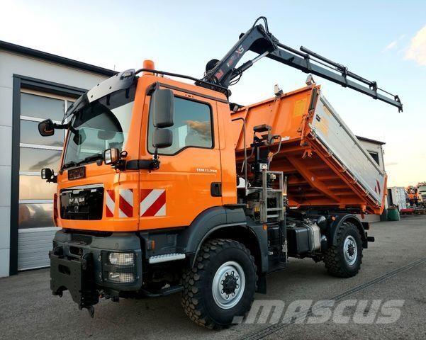 MAN TGM 13.290 4x4 HIAB 088 E-3 Kran Funk Single Самосвал