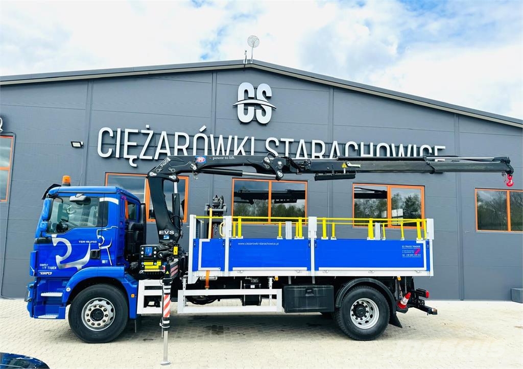 MAN TGM 18.250 skrzyniowy z HDS / żuraw z pilotem oraz Camiones plataforma