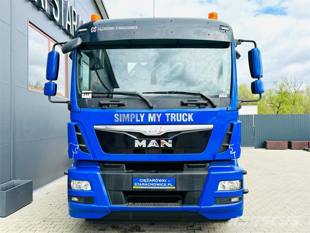 MAN TGM 18.250 skrzyniowy z HDS / żuraw z pilotem oraz Camiones plataforma